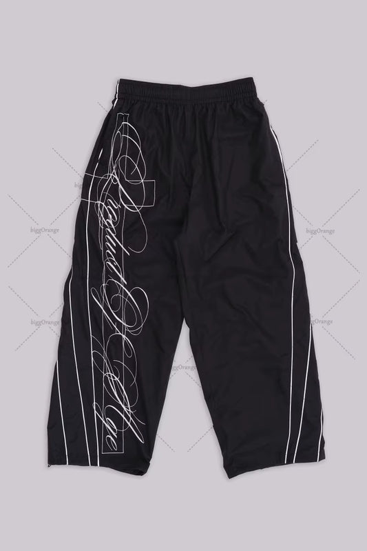 Retro Trendy Clothing Men American Embroidery High Waist Straight Wide-Leg Pants Women Hip-Hop Street Oversized Sports Pants